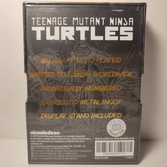 Teenage Mutant Ninja Turtles Metal Card 24k Gold Plated Ingot Official Product - Picture 2 of 5